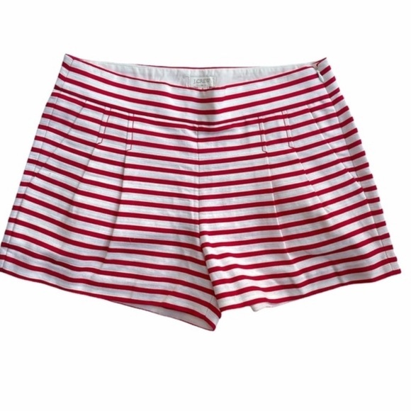 J. Crew Factory Pants - J. Crew Factory Pleated Red & White Striped Nautical Shorts Linen Blend Size 10